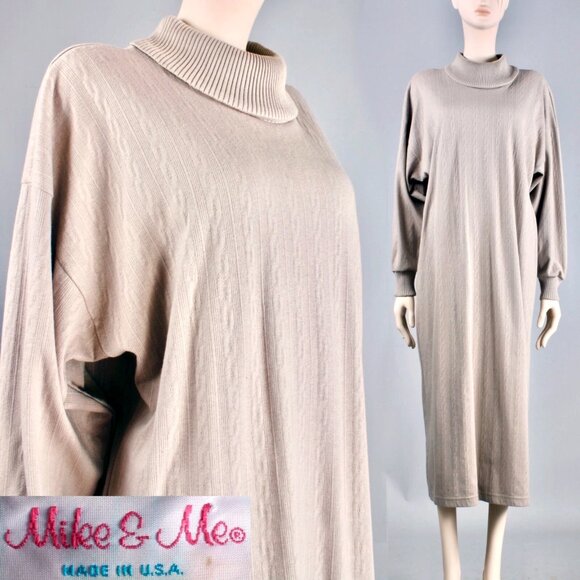 M Vintage 80s Baggy Batwing Cocoon Midi Dress - Picture 1 of 7